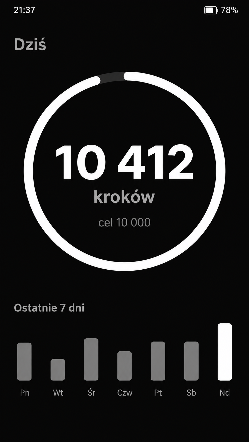 screen z aplikacji z krokami
